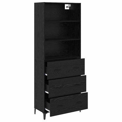 Credenza Montaggio a parete 2 pcs Rovere Nero Legno multistrato