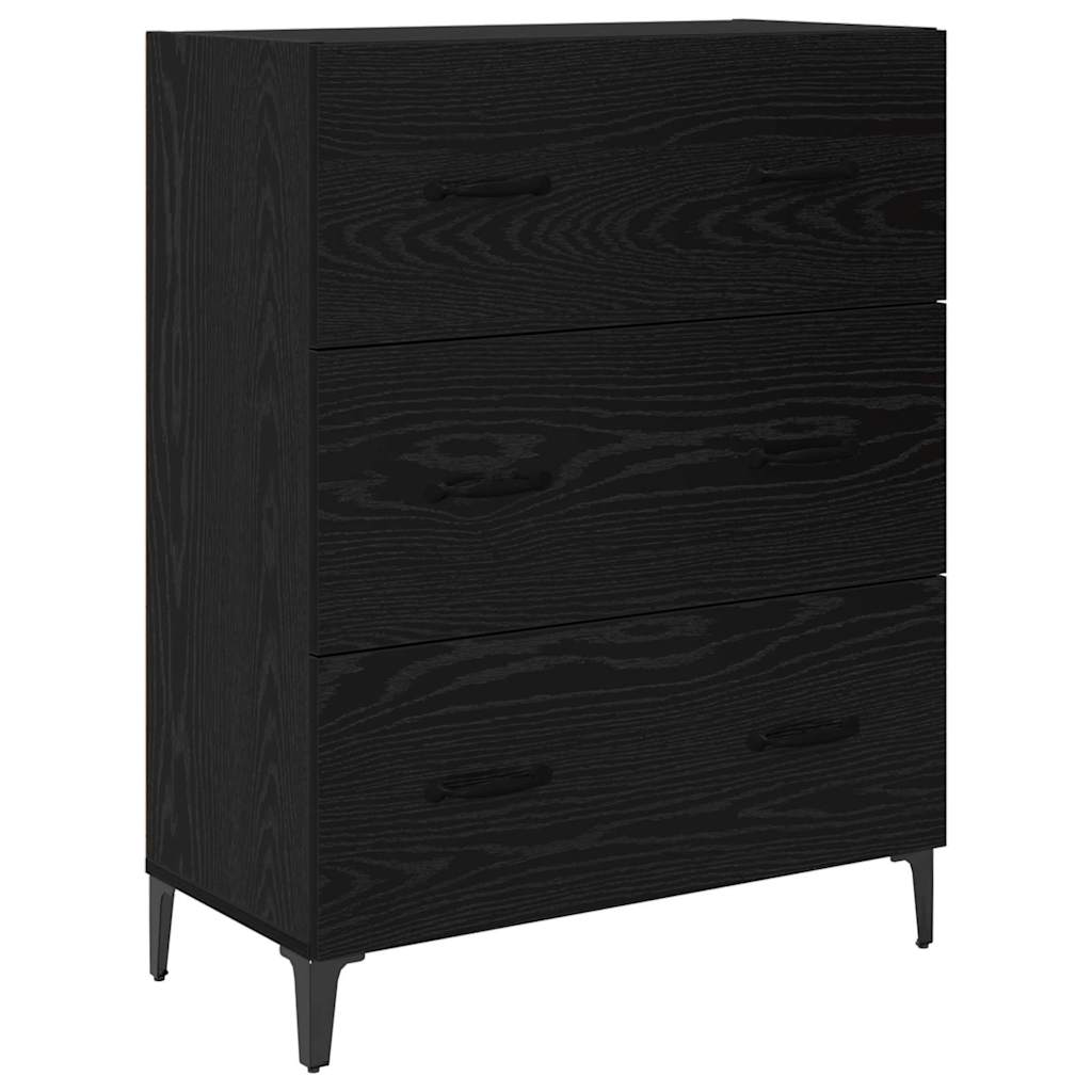 Credenza Montaggio a parete 2 pcs Rovere Nero Legno multistrato