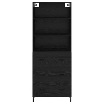 Credenza Montaggio a parete 2 pcs Rovere Nero Legno multistrato