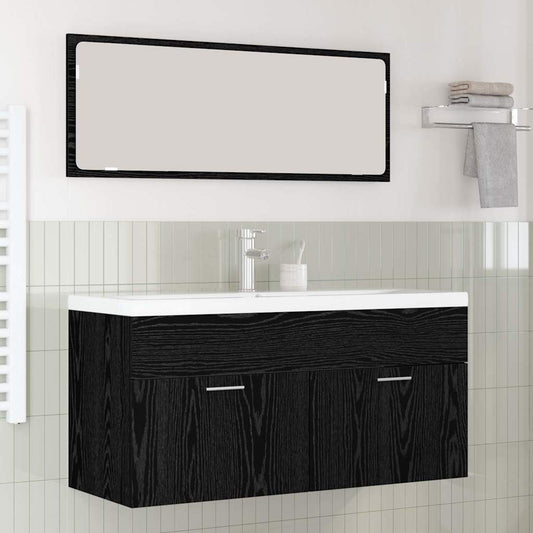 Mobile da Bagno con porta Rovere Nero 100 x 38,5 x 46 cm