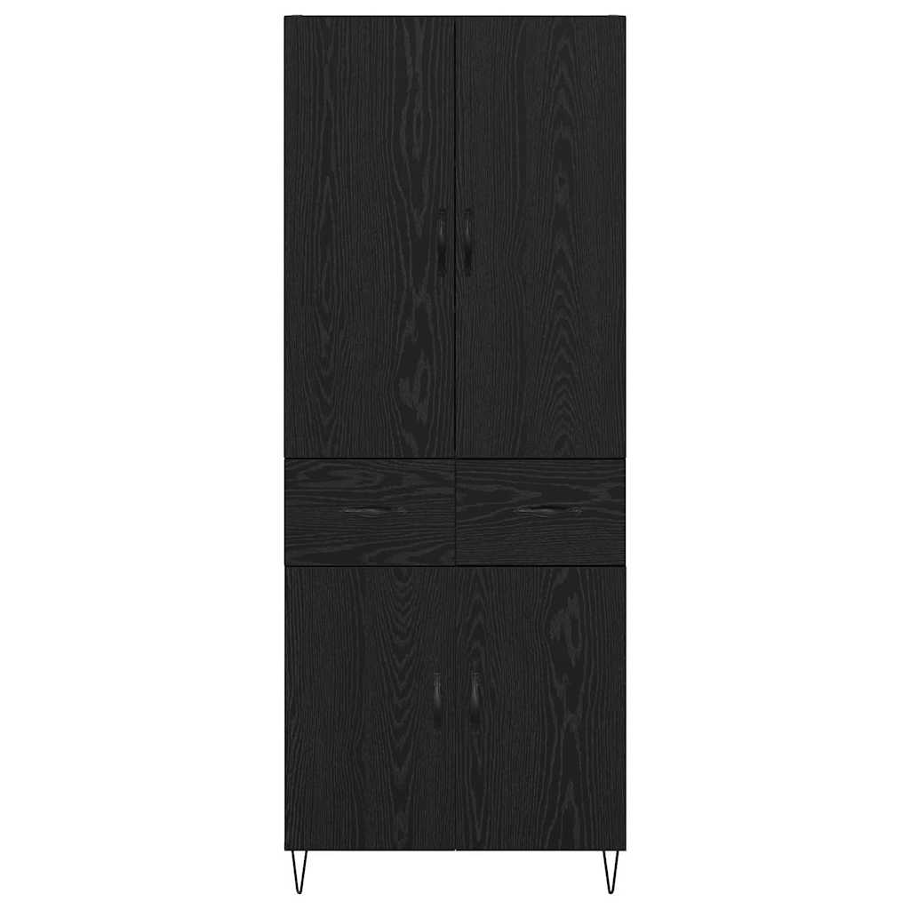 Credenza Montaggio a parete 2 pcs Rovere Nero Legno multistrato