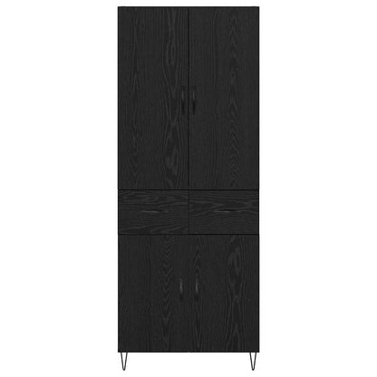 Credenza Montaggio a parete 2 pcs Rovere Nero Legno multistrato