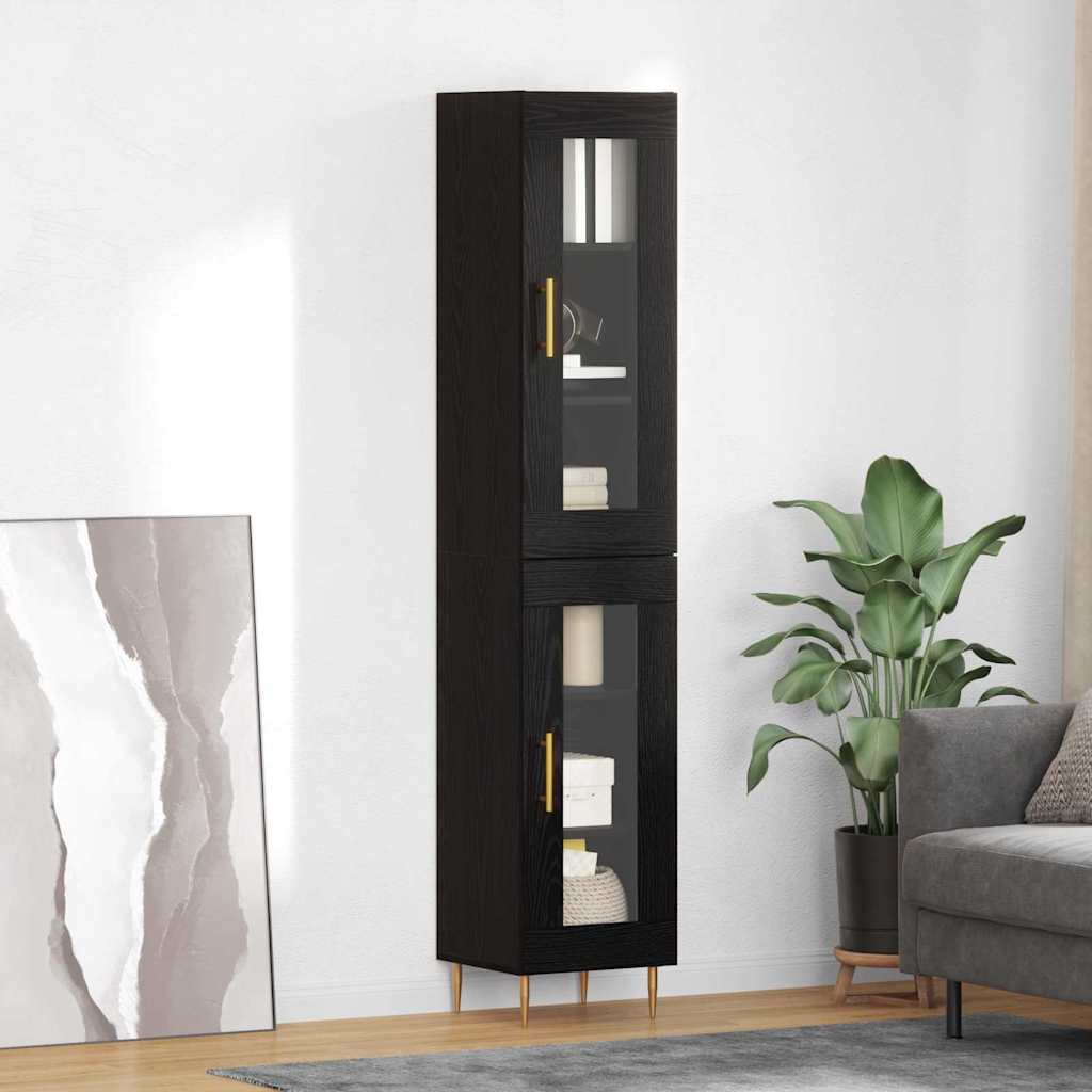 Credenza Rovere Nero 34,5 x 34 x 180 cm Legno multistrato