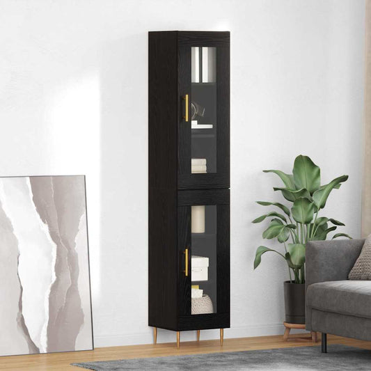 Credenza Rovere Nero 34,5 x 34 x 180 cm Legno multistrato