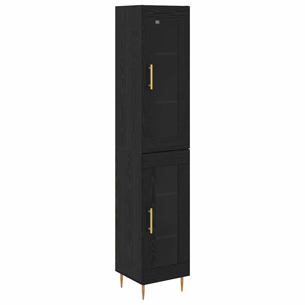 Credenza Rovere Nero 34,5 x 34 x 180 cm Legno multistrato