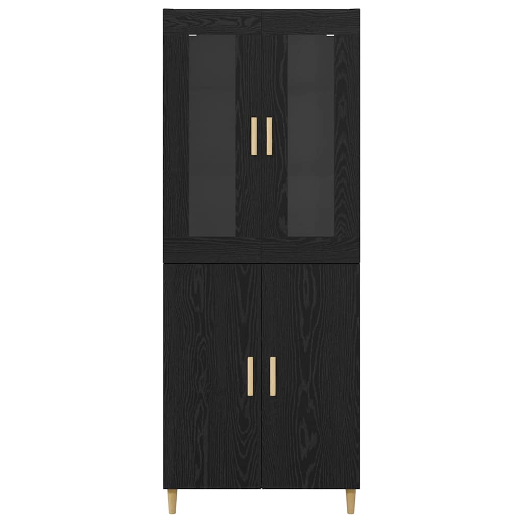 Credenza Montaggio a parete 2 pcs Rovere Nero Legno multistrato