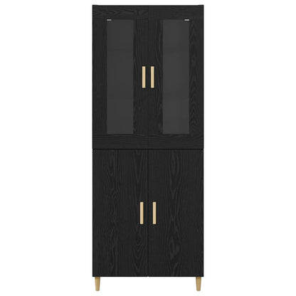 Credenza Montaggio a parete 2 pcs Rovere Nero Legno multistrato