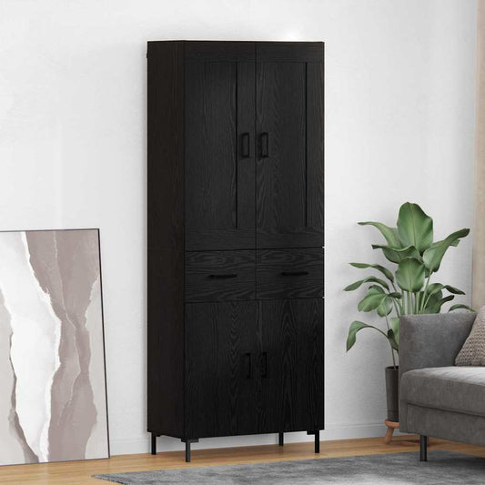Credenza Rovere Nero 69,5 x 34 x 180 cm Legno multistrato