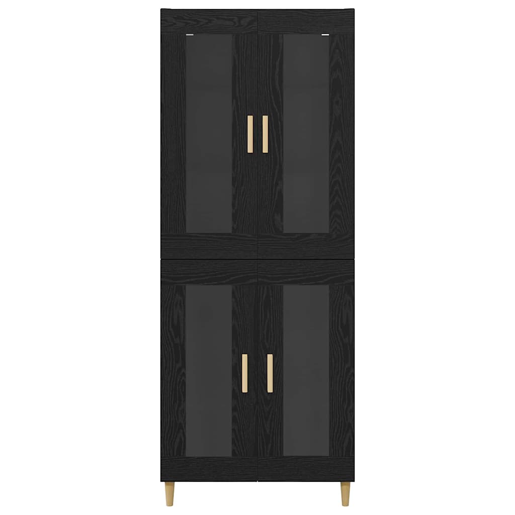 Credenza Montaggio a parete 2 pcs Rovere Nero Legno multistrato