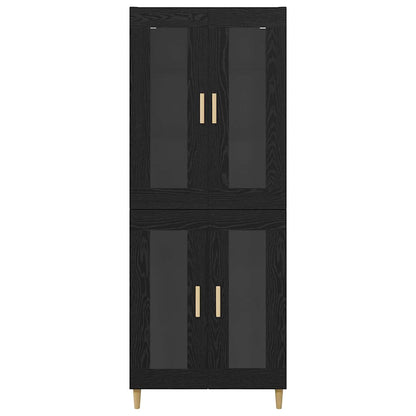 Credenza Montaggio a parete 2 pcs Rovere Nero Legno multistrato
