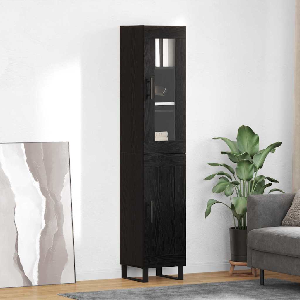 Credenza Rovere Nero 69,5 x 34 x 180 cm Legno multistrato