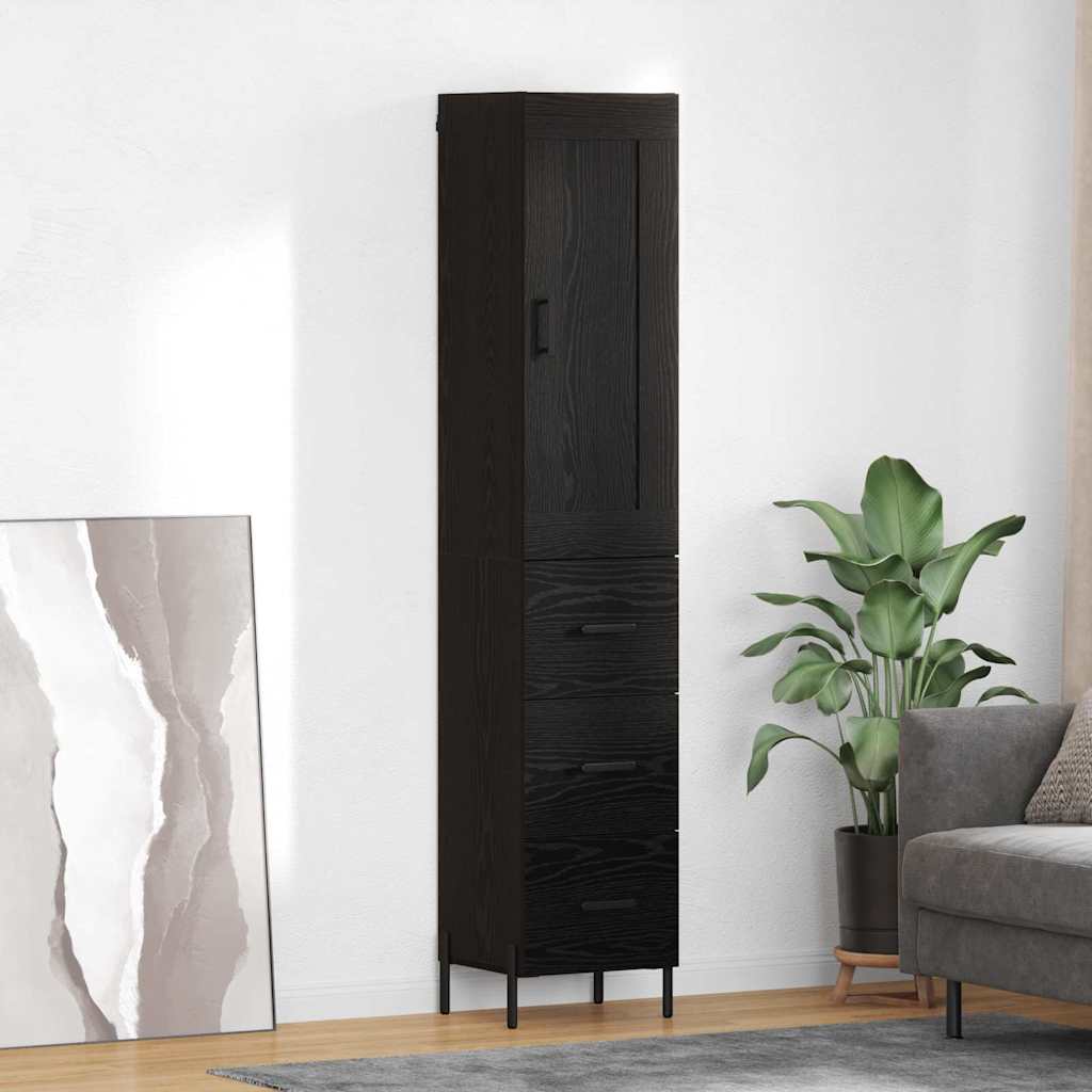 Credenza Rovere Nero 34,5 x 34 x 180 cm Legno multistrato