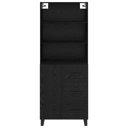 Credenza Montaggio a parete 2 pcs Rovere Nero Legno multistrato