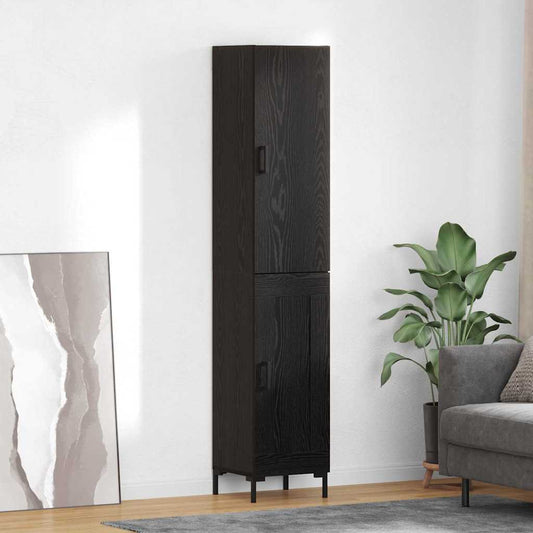 Credenza Montaggio a parete 2 pcs Rovere Nero Legno multistrato