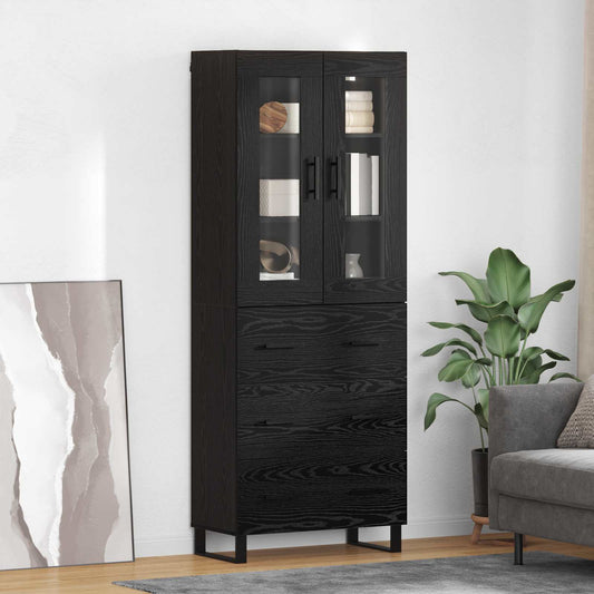 Credenza Rovere Nero 69,5 x 34 x 180 cm Legno multistrato