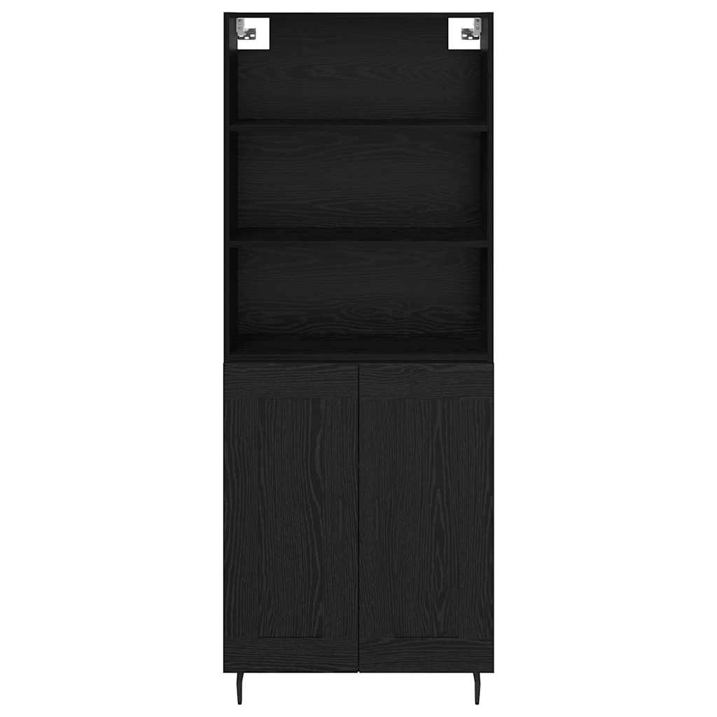 Credenza 2 pcs Rovere Nero Legno Stratificato e Vetro