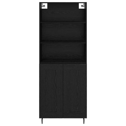 Credenza 2 pcs Rovere Nero Legno Stratificato e Vetro