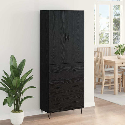 Credenza con cassetto Rovere Nero 69,5 x 34 x 180 cm