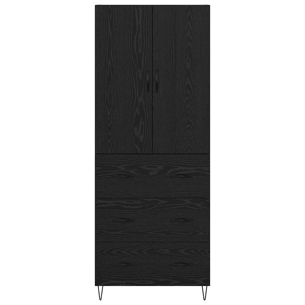 Credenza con cassetto Rovere Nero 69,5 x 34 x 180 cm