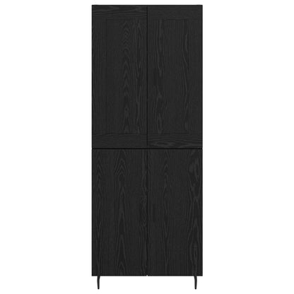 Credenza 2 pcs Rovere Nero Legno Stratificato e Vetro