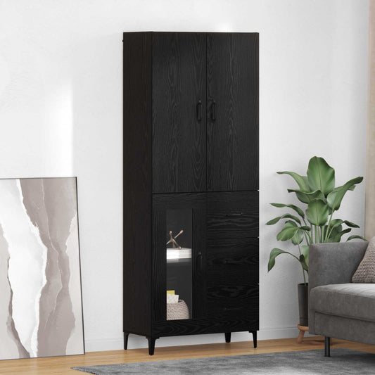 Credenza Rovere Nero 69,5 x 34 x 180 cm Legno multistrato