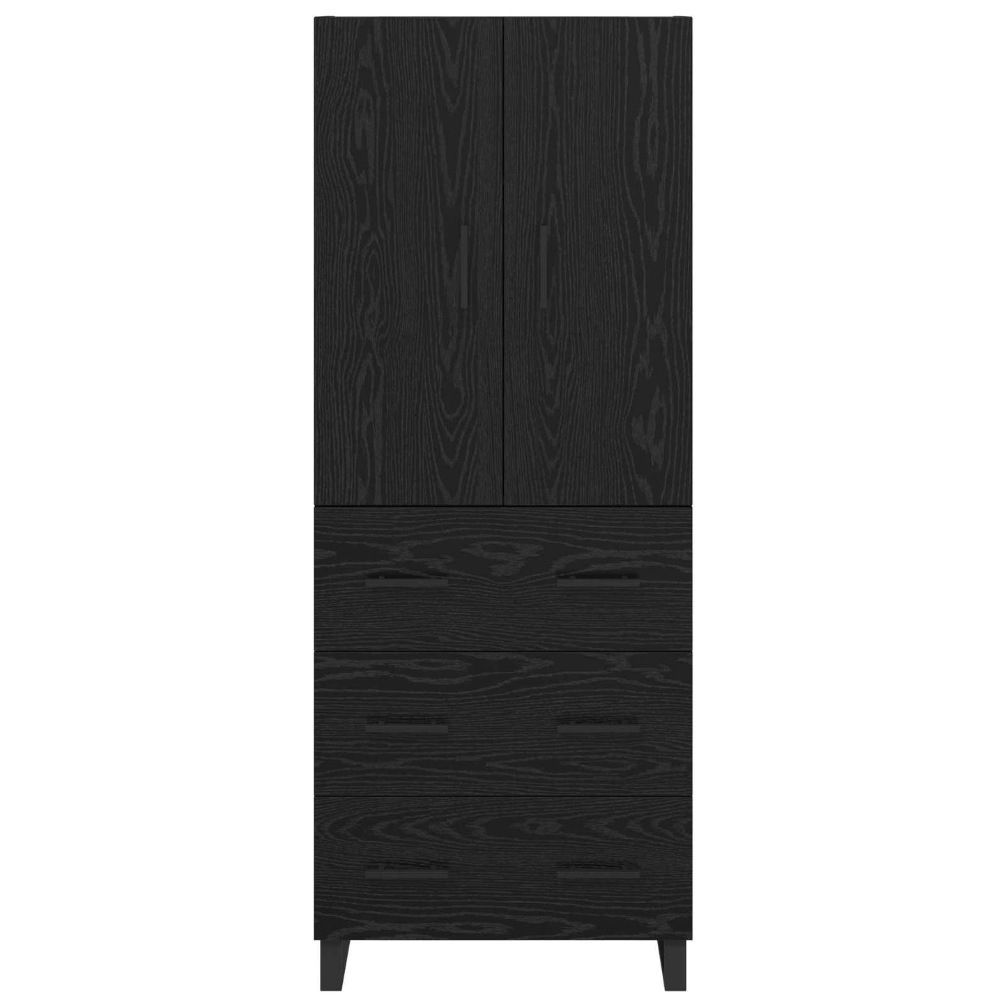 Credenza 2 pcs Rovere Nero Legno Stratificato e Vetro