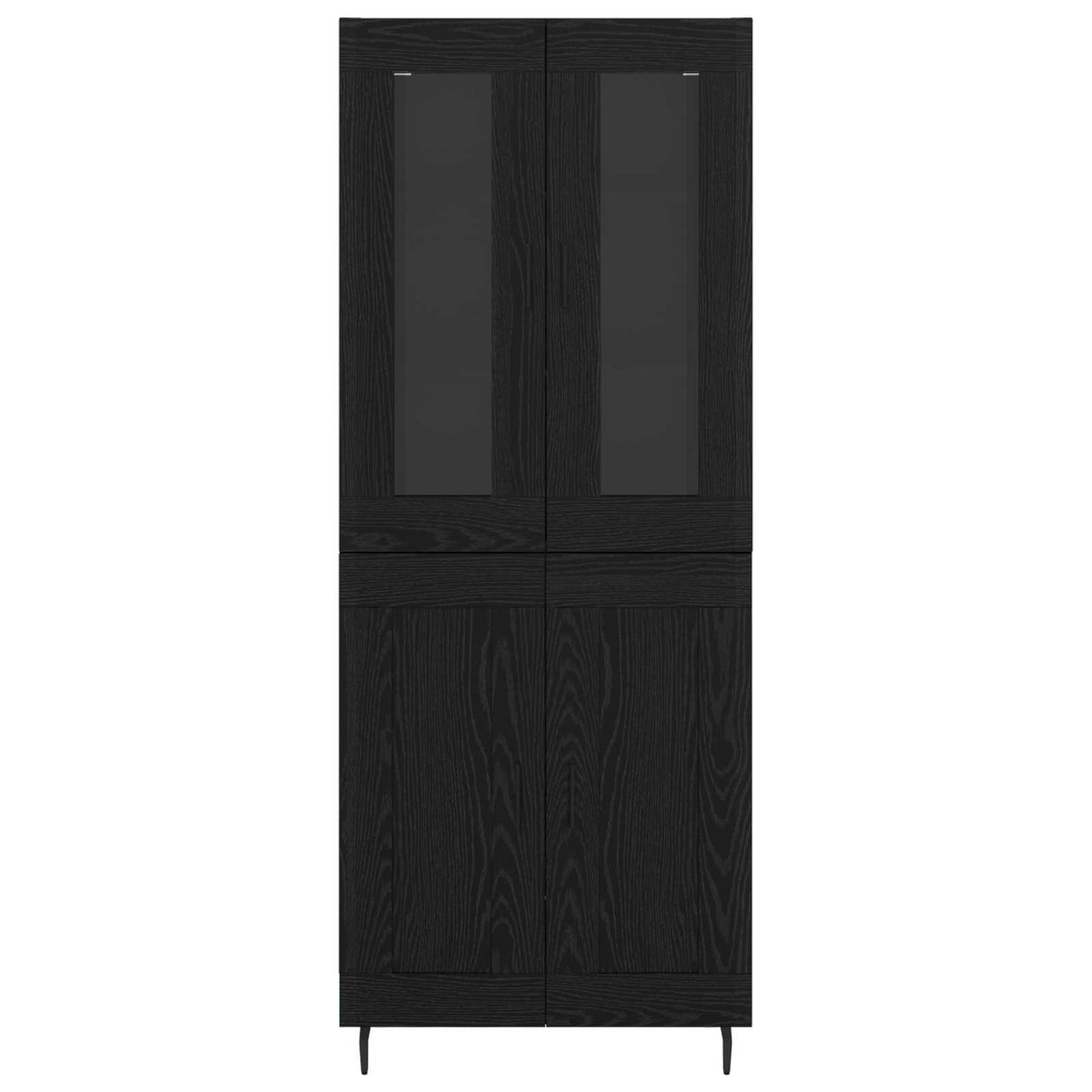 Credenza 2 pcs Rovere Nero Legno Stratificato e Vetro