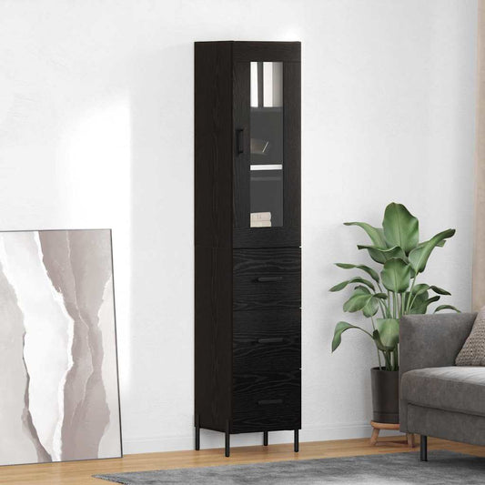 Credenza Rovere Nero 34,5 x 34 x 180 cm Legno multistrato