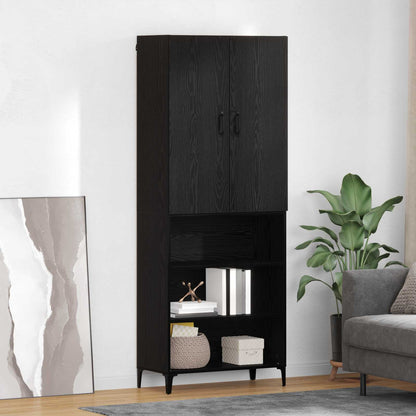 Credenza Rovere Nero 69,5 x 34 x 180 cm Legno multistrato