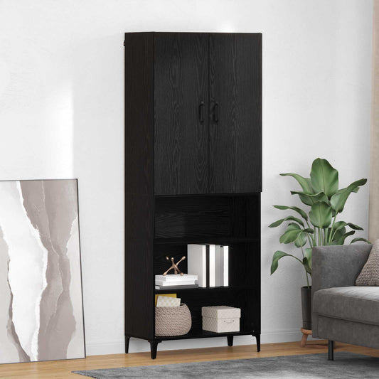 Credenza Rovere Nero 69,5 x 34 x 180 cm Legno multistrato