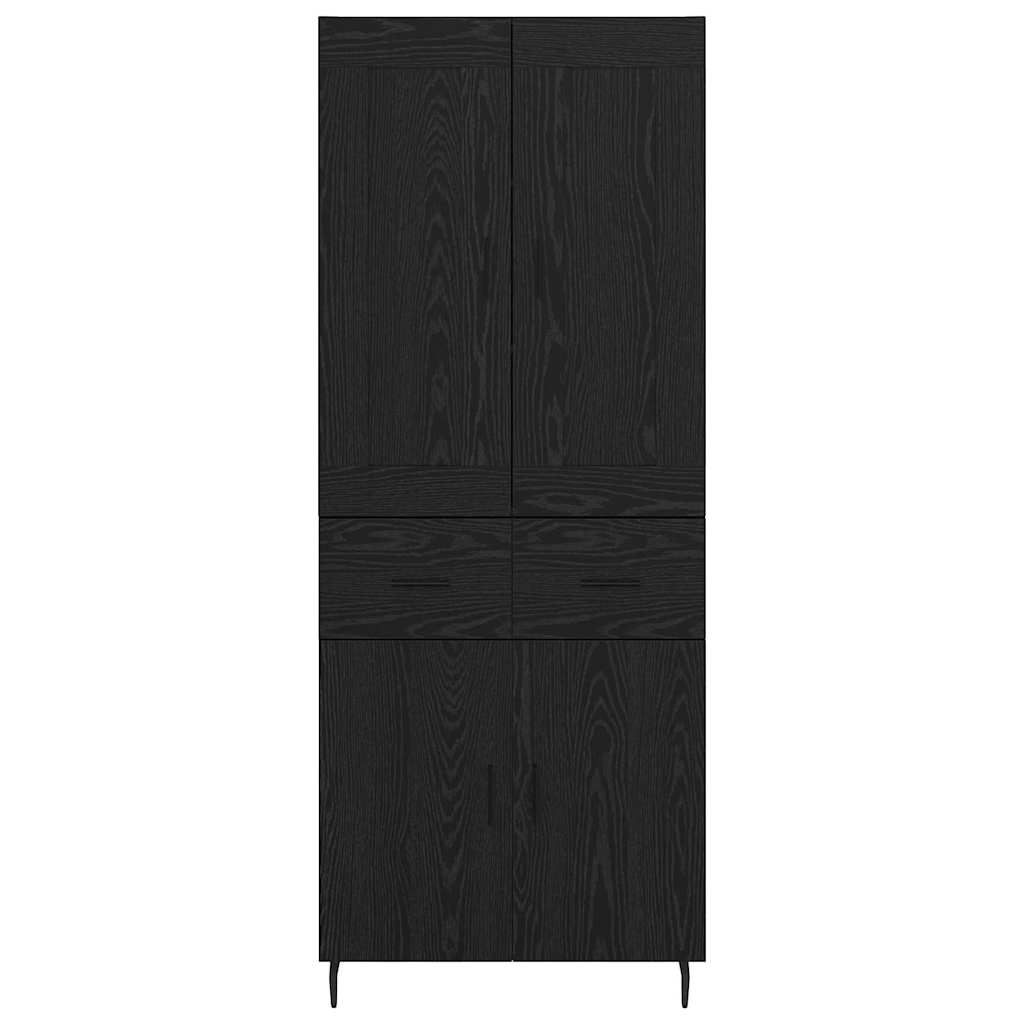 Credenza 2 pcs Rovere Nero Legno Stratificato e Vetro