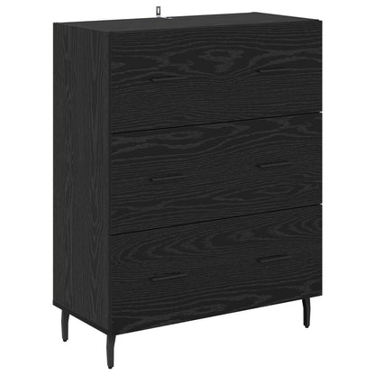 Credenza 2 pcs Rovere Nero Legno Stratificato e Vetro