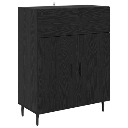 Credenza 2 pcs Rovere Nero Legno Stratificato e Vetro