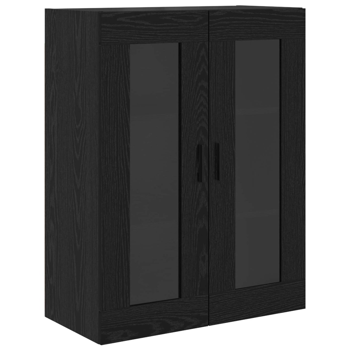 Credenza 2 pcs Rovere Nero Legno Stratificato e Vetro