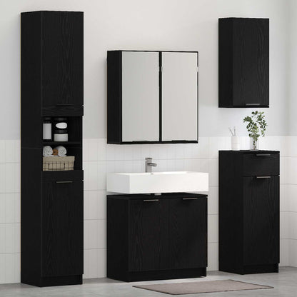 Set di mobili per il bagno 4 pcs Rovere Nero Legno multistrato