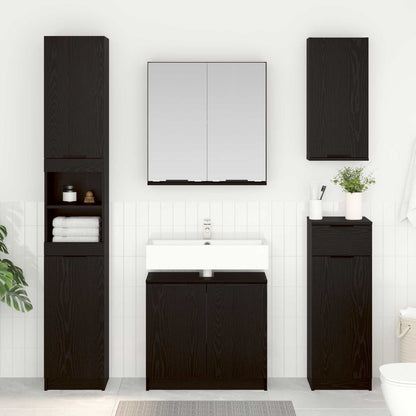 Set di mobili per il bagno 4 pcs Rovere Nero Legno multistrato