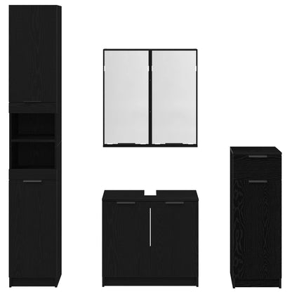 Set di mobili per il bagno 4 pz Rovere Nero 64,5 x 33,5 x 59 cm | homemem39