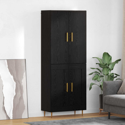 Credenza Rovere Nero 69,5 x 34 x 180 cm Legno multistrato