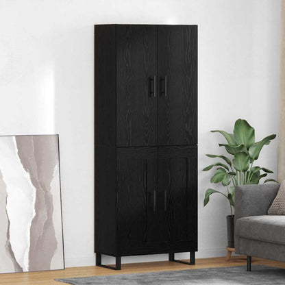Credenza 2 pcs Rovere Nero Legno Stratificato e Vetro