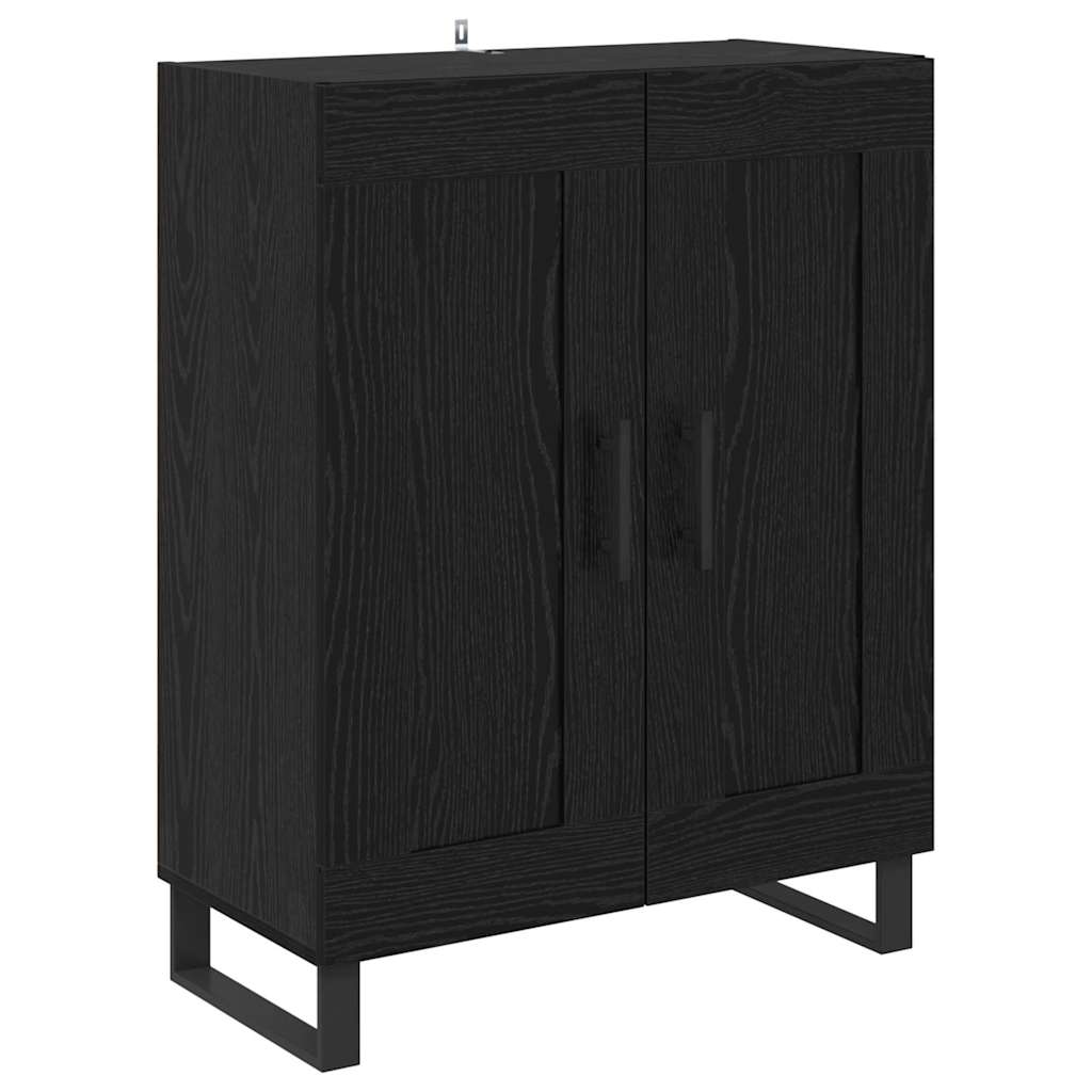 Credenza 2 pcs Rovere Nero Legno Stratificato e Vetro