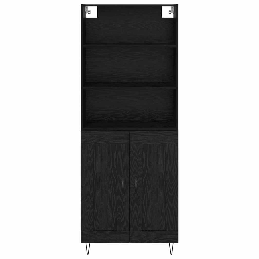 Credenza 2 pcs Rovere Nero Legno Stratificato e Vetro