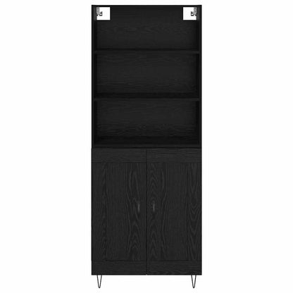 Credenza 2 pcs Rovere Nero Legno Stratificato e Vetro