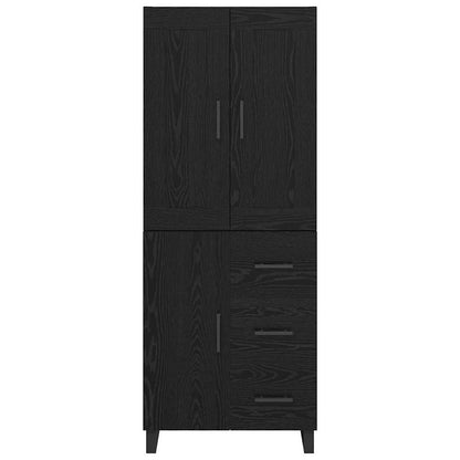 Credenza 2 pcs Rovere Nero Legno Stratificato e Vetro