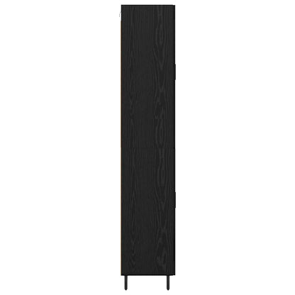 Credenza 2 pcs Rovere Nero Legno Stratificato e Vetro