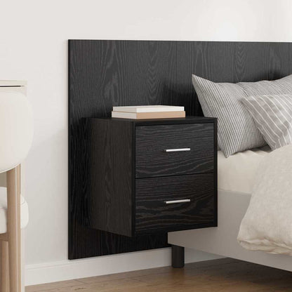 Testata con Comodino 3 pcs Rovere Nero Legno multistrato