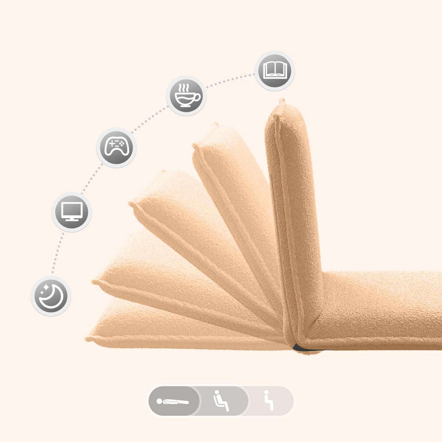 Sedia a pavimento regolabile Beige Tessuto in Lana di Pecora | homemem39
