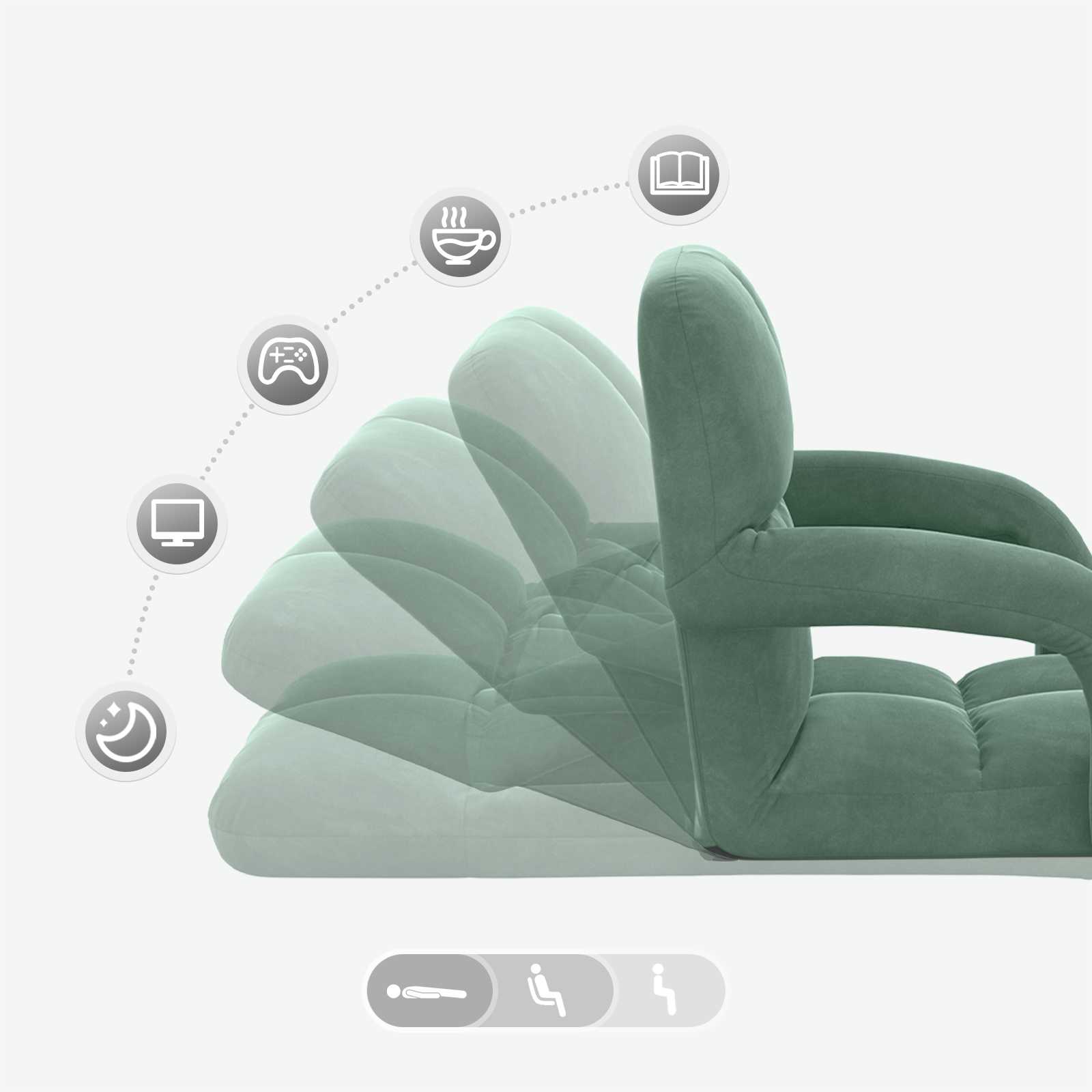 Sedia a pavimento regolabile Verde Mare Velluto | homemem39