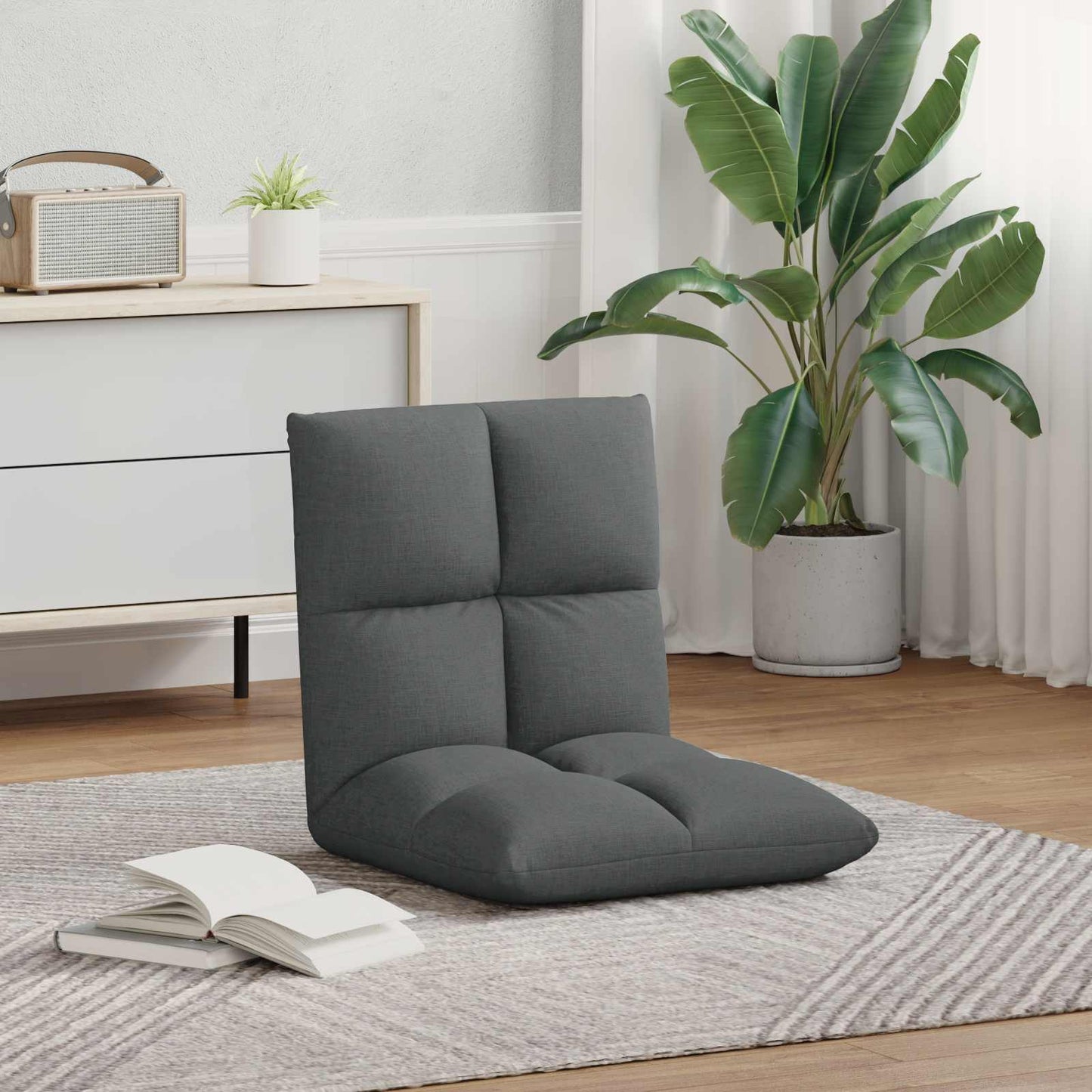 Sedia a pavimento regolabile Grigio Scuro Tessuto | homemem39