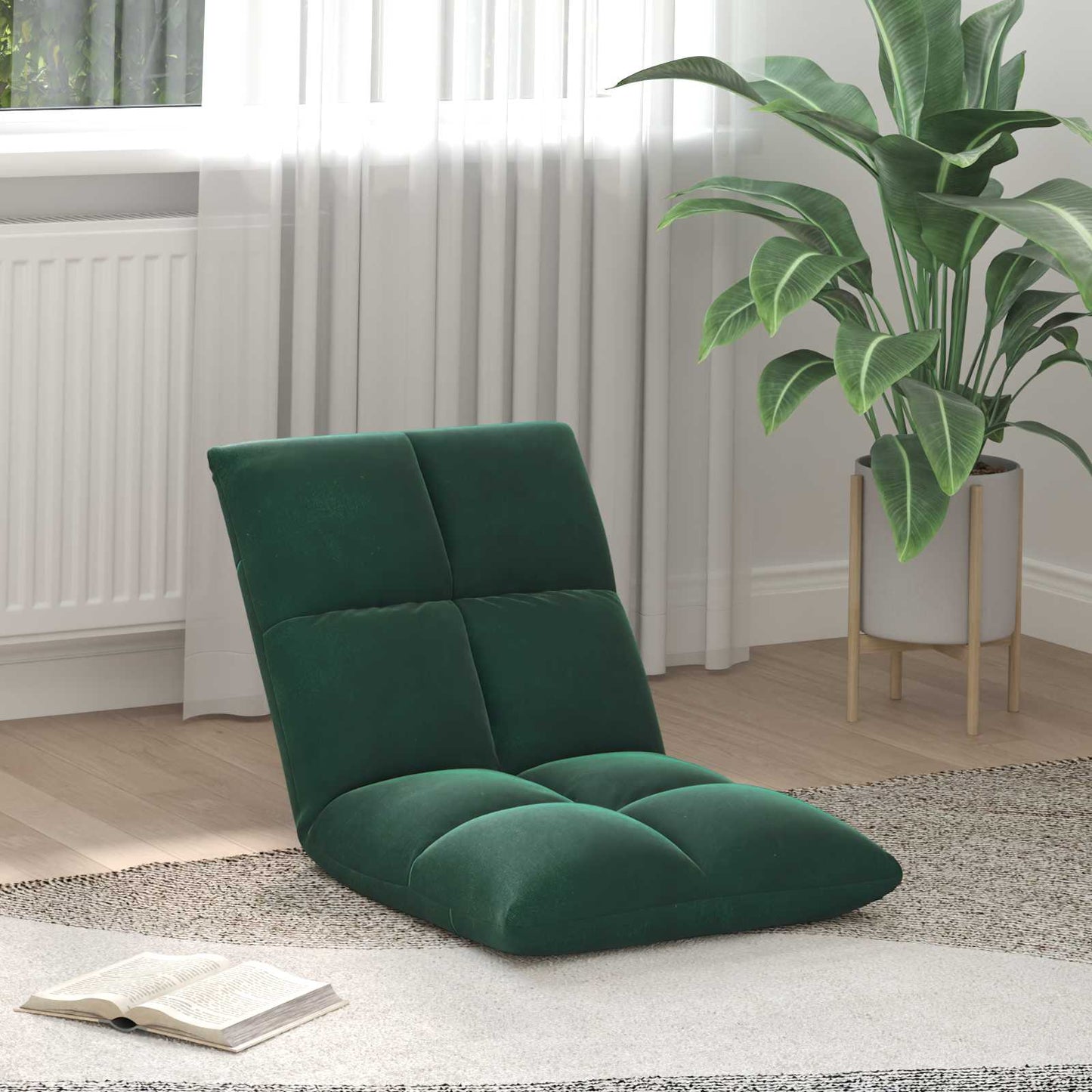 Sedia a pavimento regolabile Verde Scuro Velluto | homemem39
