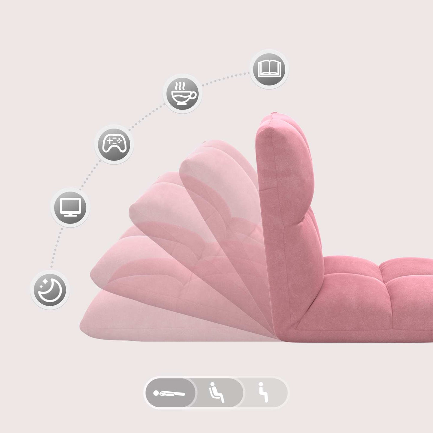 Sedia a pavimento regolabile Rosa Velluto | homemem39